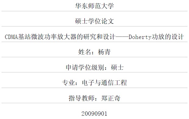 CDMA基站微波功率放大器的研究和設計——Doherty功放的設計