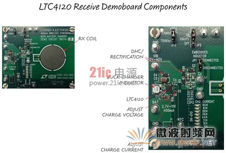 圖 3: LTC4120 接收器演示電路板組件