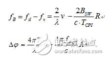 其中λ是載波波長，c為光速。